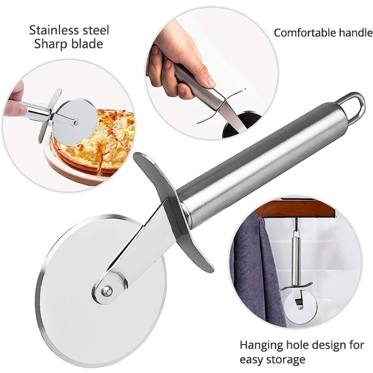 Stainless Steel Round Pizza Cutter Knife(Silver) - Image 3