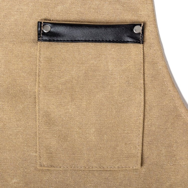 Washed Canvas Apron Chef Cafe Shop BBQ Hairdresser Aprons(Khaki) - Image 4