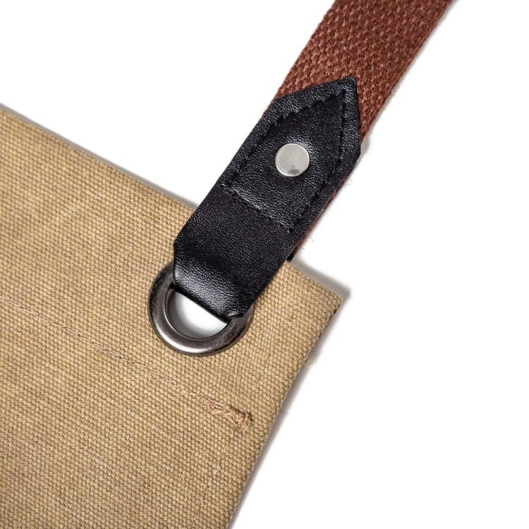 Washed Canvas Apron Chef Cafe Shop BBQ Hairdresser Aprons(Khaki) - Image 6