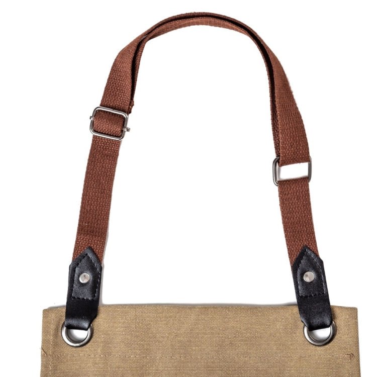 Washed Canvas Apron Chef Cafe Shop BBQ Hairdresser Aprons(Khaki) - Image 7