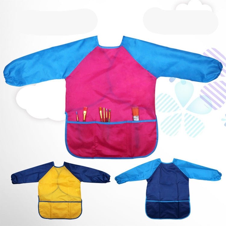 Long Sleeve Apron Drawing Painting Waterproof Smock Children Craft Art Waterproof Clothes, Size:S(Yellow) - Image 3
