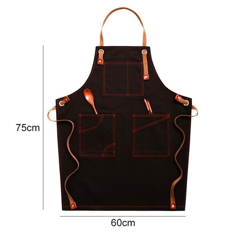 Household Denim Apron Barista Floral Tea Shop Barber Work Clothes, Specification: Adult Version(Black) - Image 2