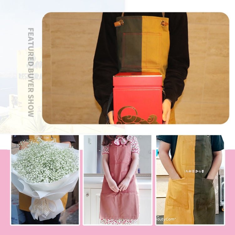 Household Denim Apron Barista Floral Tea Shop Barber Work Clothes, Specification: Adult Version(Black) - Image 7