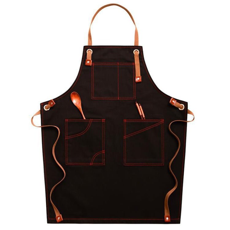 Household Denim Apron Barista Floral Tea Shop Barber Work Clothes, Specification: for Children 47cm(Black)