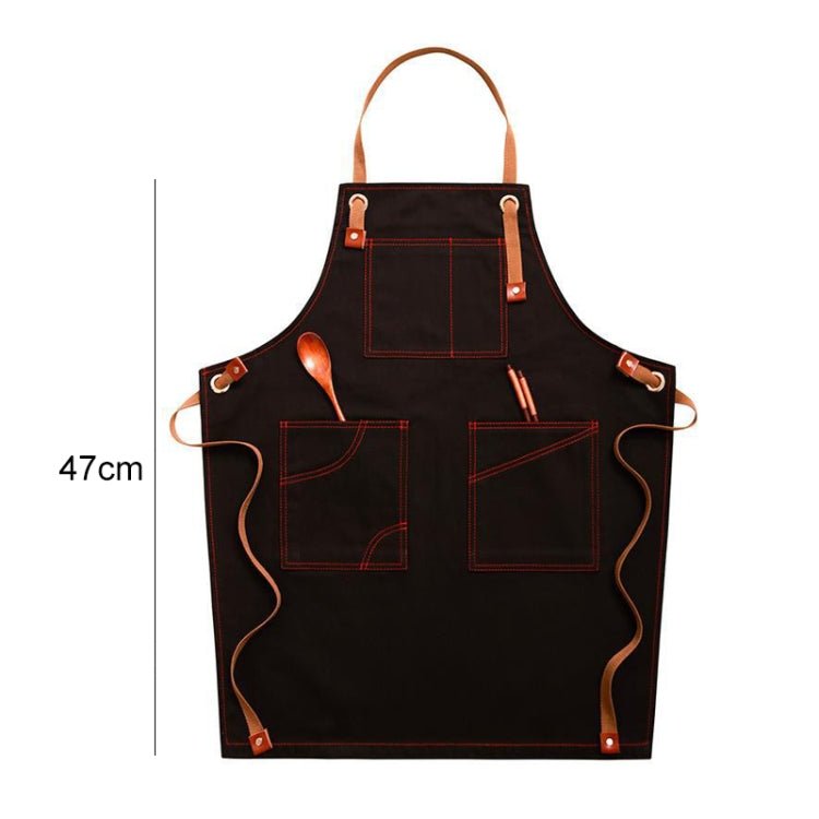 Household Denim Apron Barista Floral Tea Shop Barber Work Clothes, Specification: for Children 47cm(Black) - Image 2