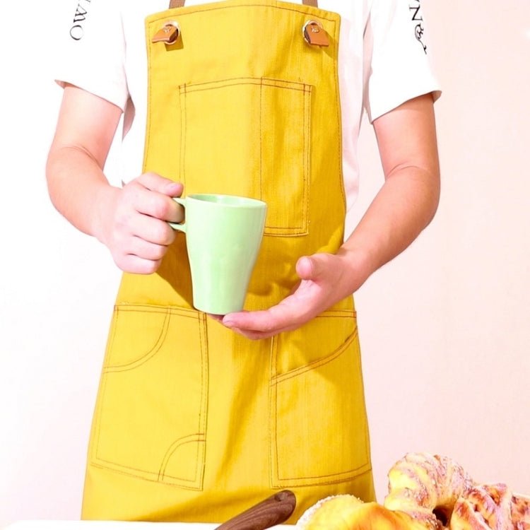 Household Denim Apron Barista Floral Tea Shop Barber Work Clothes, Specification: for Children 47cm(Black) - Image 6