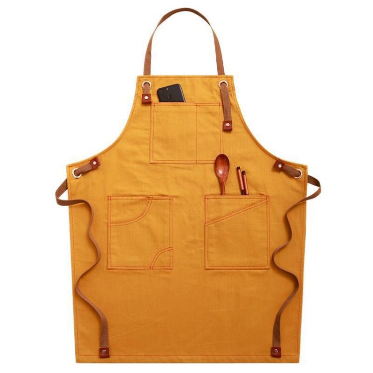 Household Denim Apron Barista Floral Tea Shop Barber Work Clothes, Specification: for Children 57cm(Yellow)