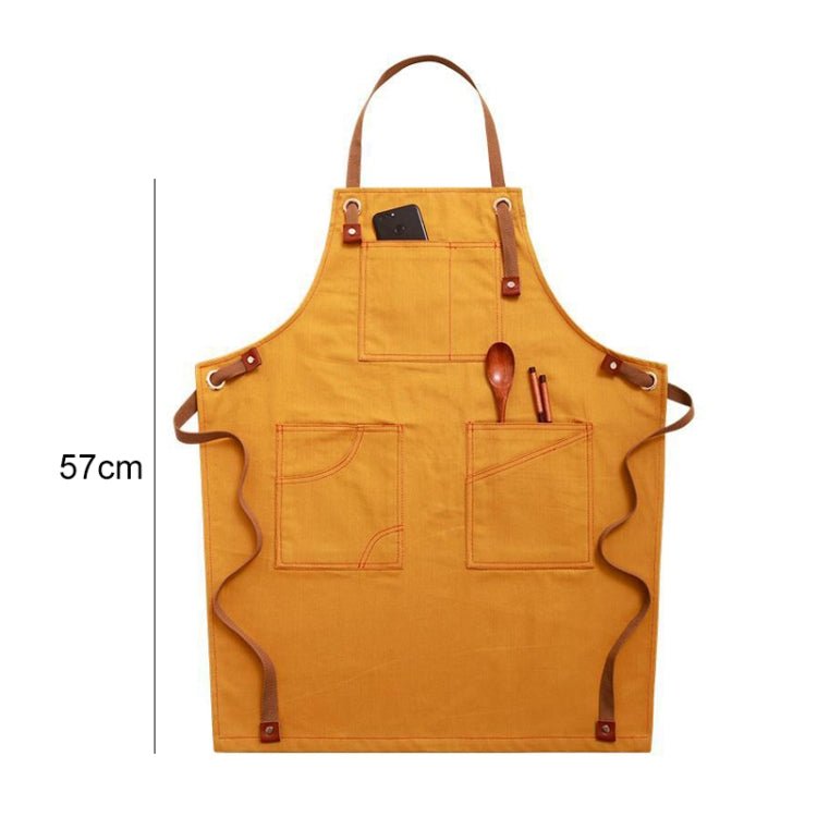 Household Denim Apron Barista Floral Tea Shop Barber Work Clothes, Specification: for Children 57cm(Yellow) - Image 2