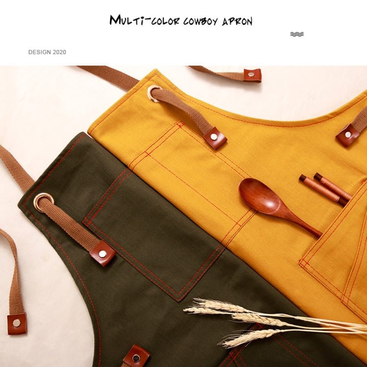 Household Denim Apron Barista Floral Tea Shop Barber Work Clothes, Specification: for Children 57cm(Yellow) - Image 3