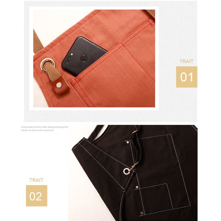 Household Denim Apron Barista Floral Tea Shop Barber Work Clothes, Specification: for Children 57cm(Yellow) - Image 5