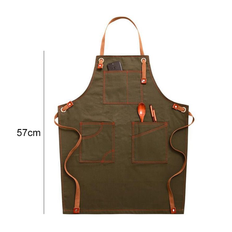 Household Denim Apron Barista Floral Tea Shop Barber Work Clothes, Specification: for Children 57cm(Green) - Image 2