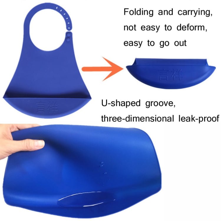 Yanxiang Elderly Eat Silicone Waterproof Bib Adult Widened Disposable Saliva Pocket(Blue) - Image 5