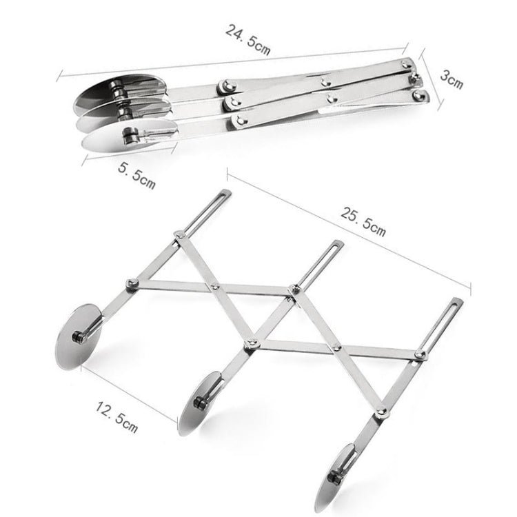 Stainless Steel Retractable Multipurpose Pizza Knife, Style: 3 Wheeles - Image 2