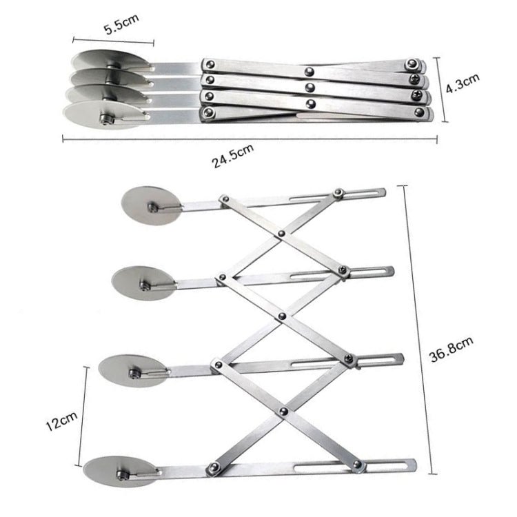 Stainless Steel Retractable Multipurpose Pizza Knife, Style: 4 Wheels - Image 2