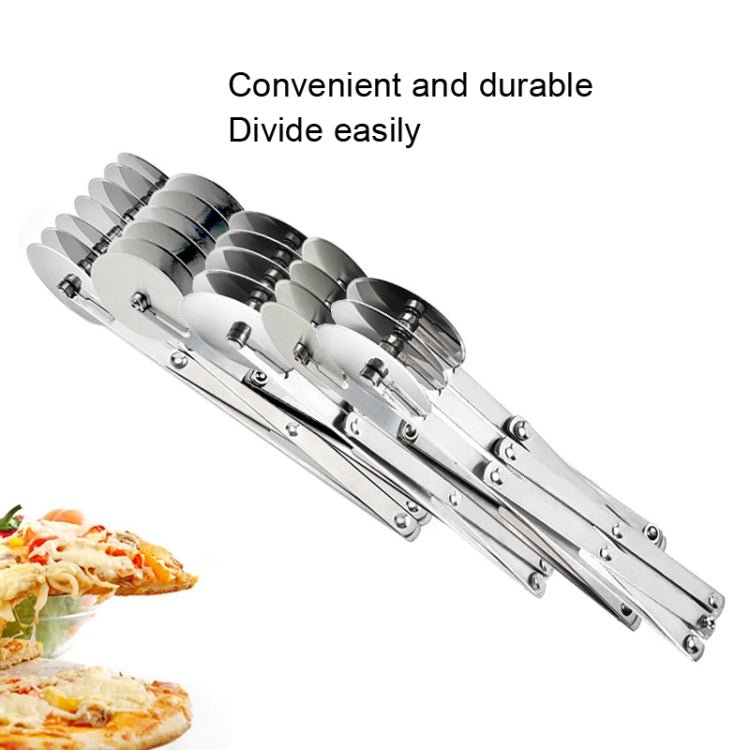 Stainless Steel Retractable Multipurpose Pizza Knife, Style: 4 Wheels - Image 3