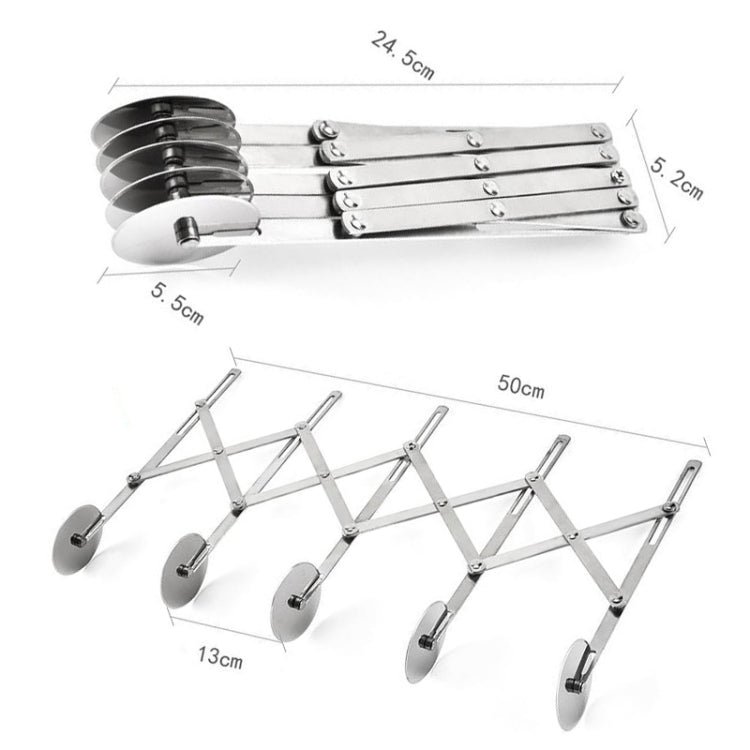 Stainless Steel Retractable Multipurpose Pizza Knife, Style: 5 Wheels - Image 2