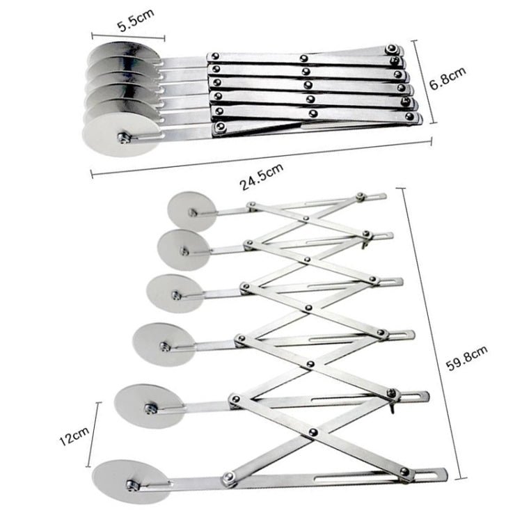Stainless Steel Retractable Multipurpose Pizza Knife, Style: 6 Wheels - Image 2