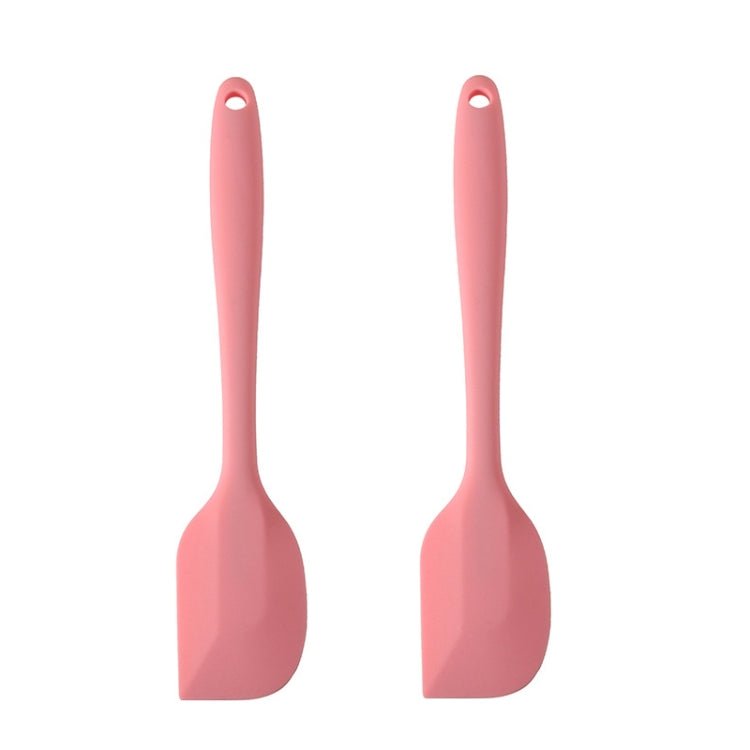2pcs Large Integrated Silicone Scraper Chocolate Cream Mixing Knife(Pink)