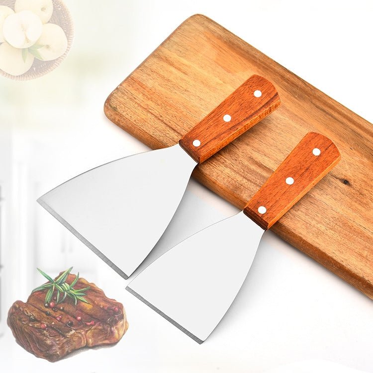 2pcs Stainless Steel Pizza and Steak Shovel Wooden Handle Slanted Shovel Kitchen Tool, Size: S - Image 2