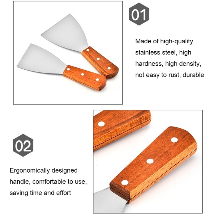 2pcs Stainless Steel Pizza and Steak Shovel Wooden Handle Slanted Shovel Kitchen Tool, Size: S - Image 4