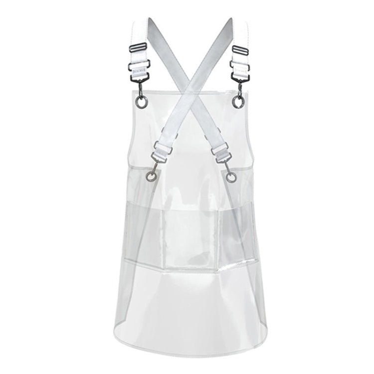 30 Silk Long 80cm Transparent TPU Apron Solid Color Webbing Adjustable Work Apron(Transparent + White Webbing)