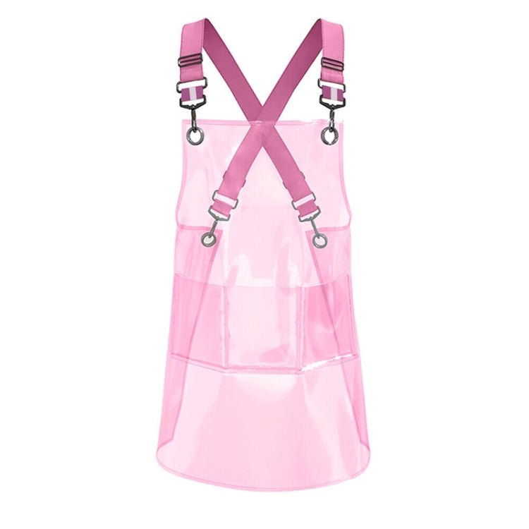 30 Silk Long 80cm Transparent TPU Apron Solid Color Webbing Adjustable Work Apron(Pink + Pink Webbing)