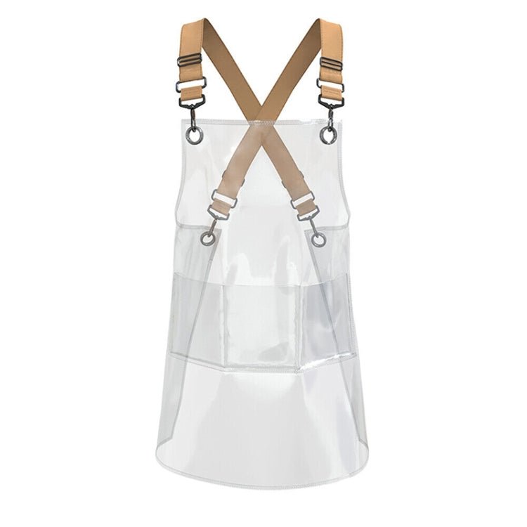 50 Silk Long 80cm Transparent TPU Apron Solid Color Webbing Adjustable Work Apron(Transparent + Yellow Webbing)