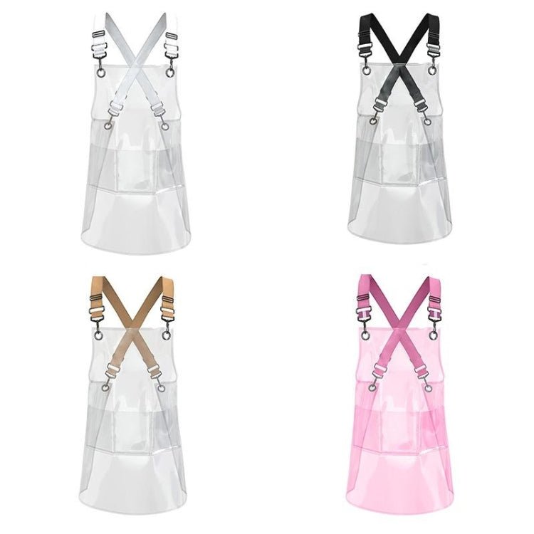 50 Silk Long 80cm Transparent TPU Apron Solid Color Webbing Adjustable Work Apron(Transparent + Black Webbing) - Image 2