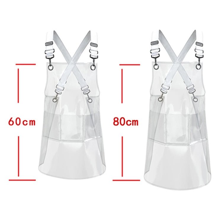 30 Silk Long 80cm Transparent TPU Apron Solid Color Webbing Adjustable Work Apron(Transparent + Black Webbing) - Image 3