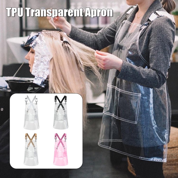 30 Silk Long 80cm Transparent TPU Apron Solid Color Webbing Adjustable Work Apron(Pink + Pink Webbing) - Image 6