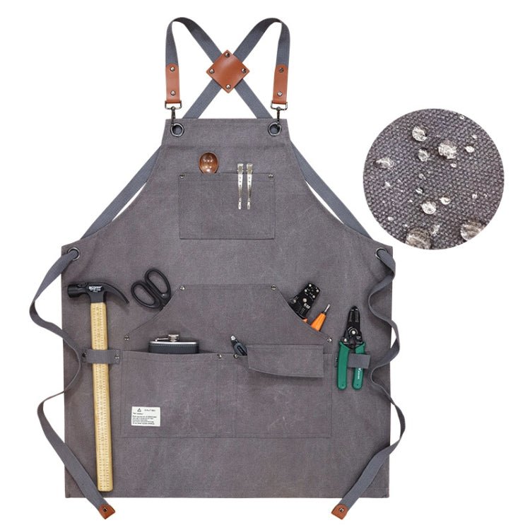 Carpentry Electrician Garden Heavy Canvas Workwear Apron, Color: Black Gray