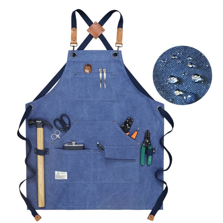Carpentry Electrician Garden Heavy Canvas Workwear Apron, Color: Blue