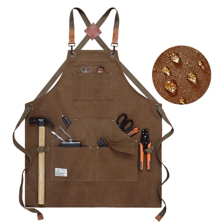 Carpentry Electrician Garden Heavy Canvas Workwear Apron, Color: Camel