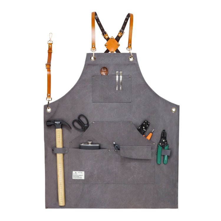 Carpentry Electrician Garden Heavy Canvas Workwear Apron, Color: Belt Black Gray