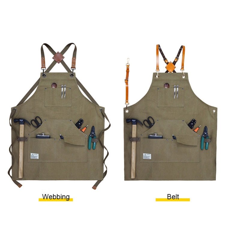 Carpentry Electrician Garden Heavy Canvas Workwear Apron, Color: Army Green - Image 3