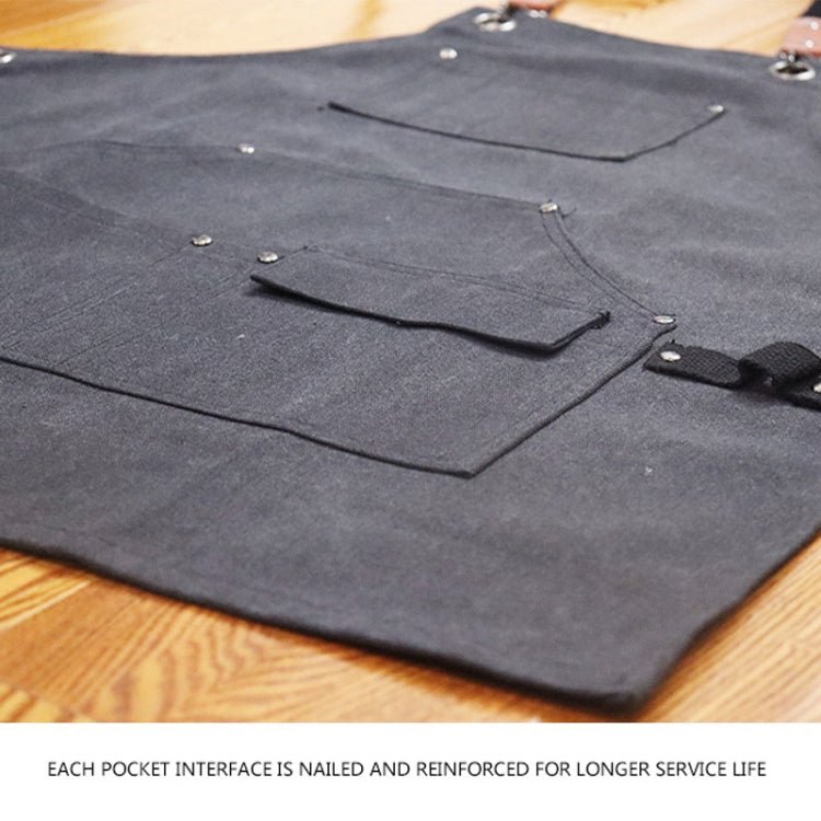 Carpentry Electrician Garden Heavy Canvas Workwear Apron, Color: Black Gray - Image 5