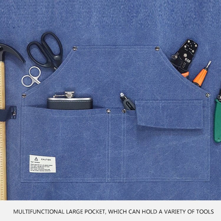 Carpentry Electrician Garden Heavy Canvas Workwear Apron, Color: Blue - Image 9