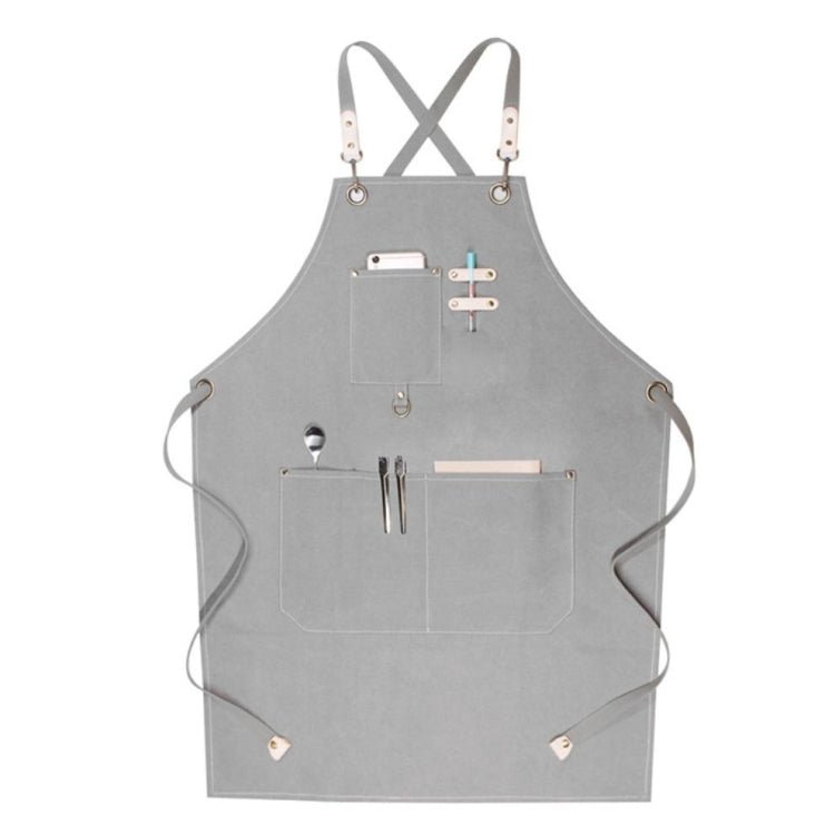 Floral Milk Tea Baking Workwear Apron(Light Gray)