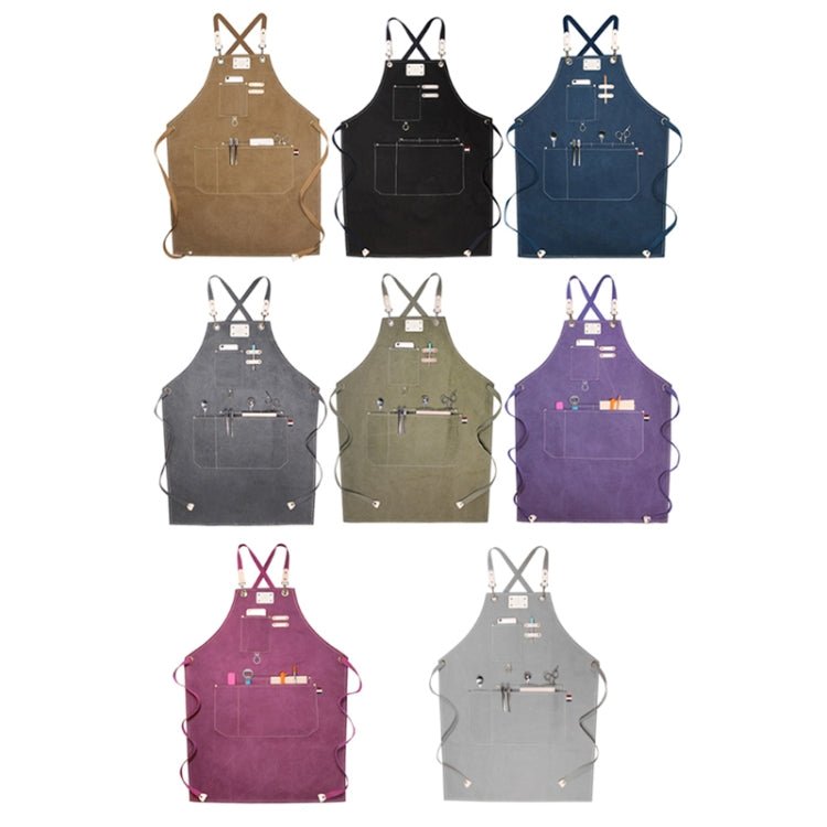 Floral Milk Tea Baking Workwear Apron(Light Gray) - Image 2