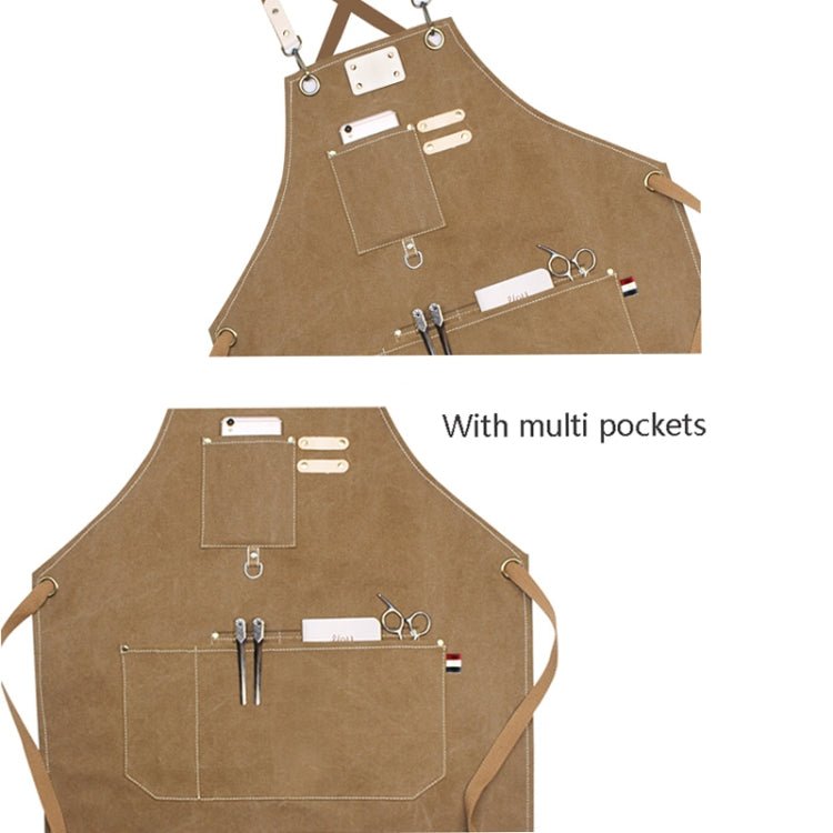 Floral Milk Tea Baking Workwear Apron(Light Gray) - Image 4