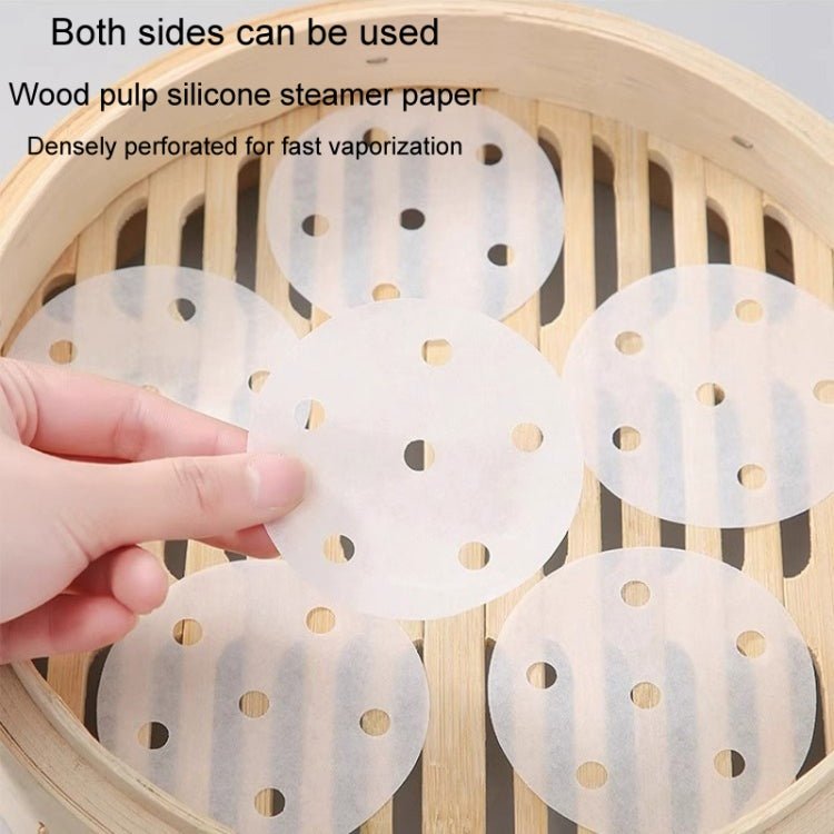100pcs Food Grade Disposable Round Non-stick Steamer Paper Perforated Buns Steamer Pads, Size: 7.6cm - Image 6