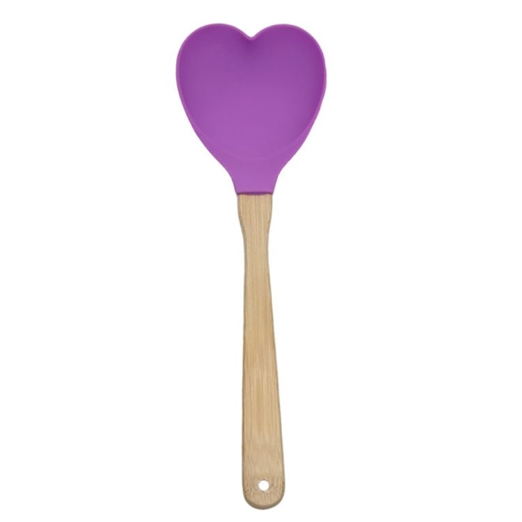 High Temperature Resistant Nonstick Heart Shaped Silicone Spatula Spoon Kitchen Baking Tools(Purple)
