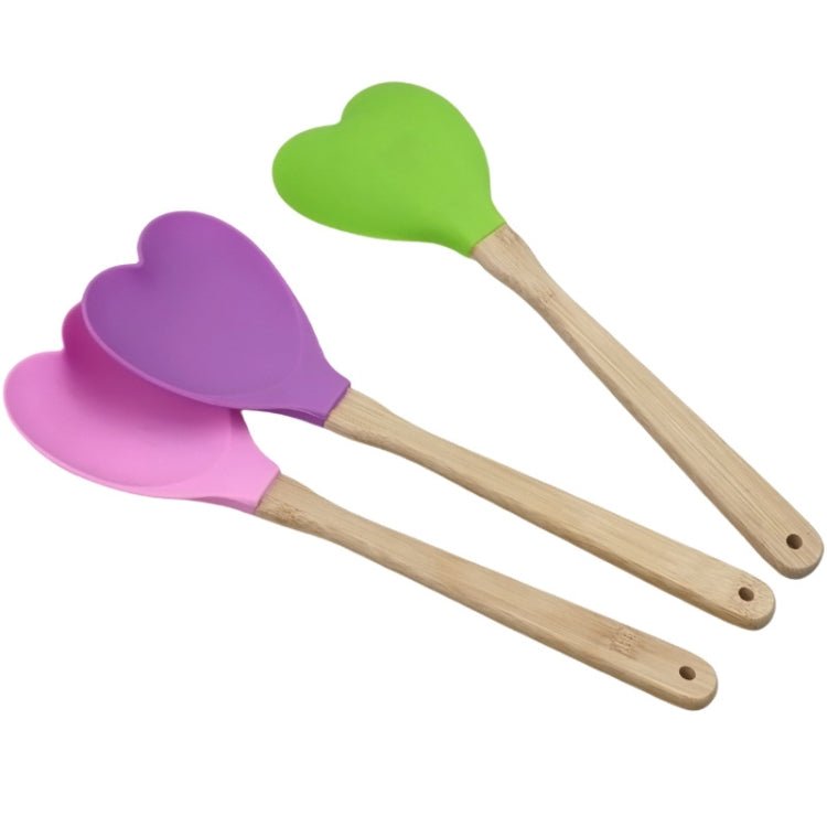 High Temperature Resistant Nonstick Heart Shaped Silicone Spatula Spoon Kitchen Baking Tools(Purple) - Image 2