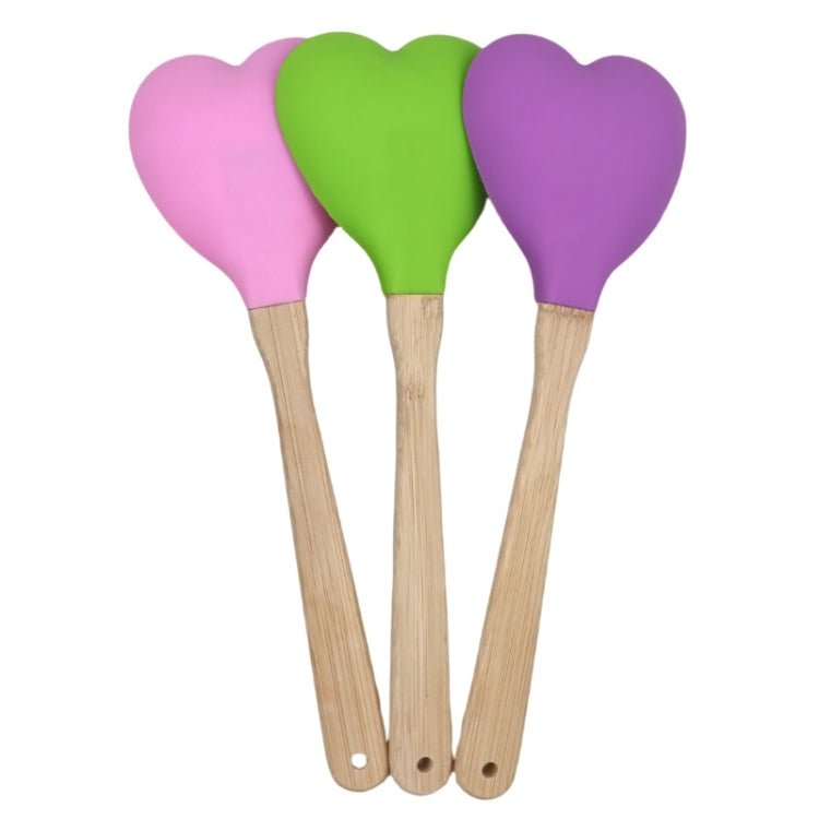 High Temperature Resistant Nonstick Heart Shaped Silicone Spatula Spoon Kitchen Baking Tools(Purple) - Image 3