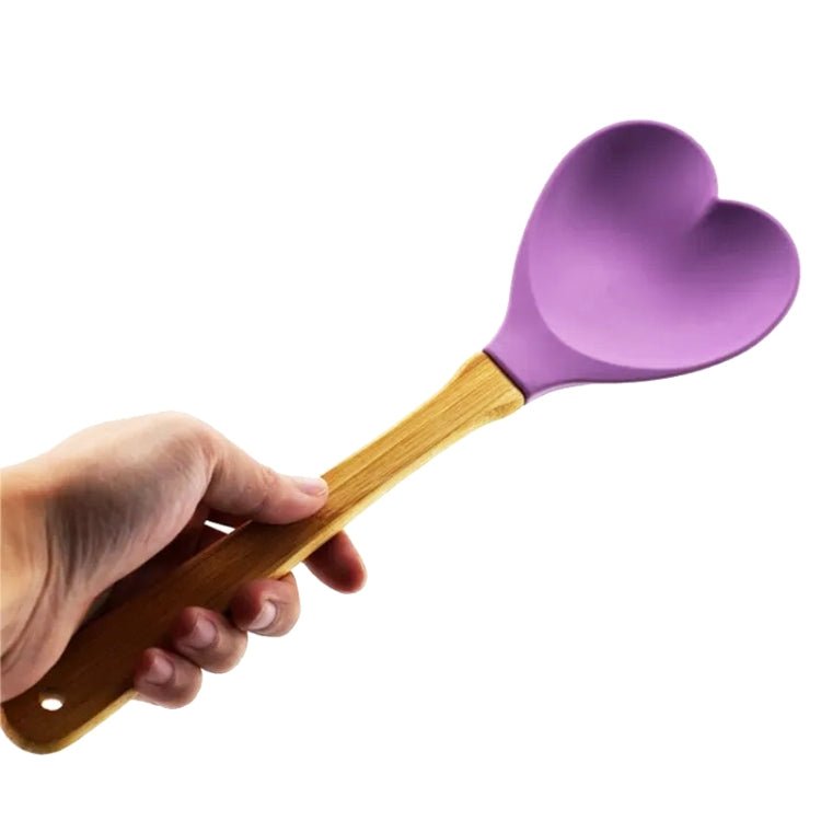 High Temperature Resistant Nonstick Heart Shaped Silicone Spatula Spoon Kitchen Baking Tools(Purple) - Image 4