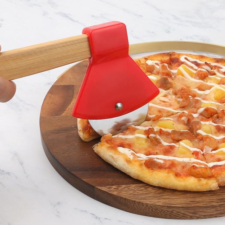 Axe Stainless Steel Pizza Cutter Baking Pizza Roller Knife Round Pie Cutter(Black) - Image 2