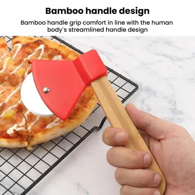 Axe Stainless Steel Pizza Cutter Baking Pizza Roller Knife Round Pie Cutter(Black) - Image 8