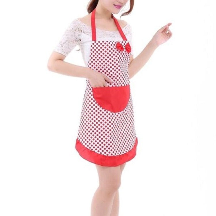 Home Kitchen Cooking Simple Bow Lace Apron(Red)