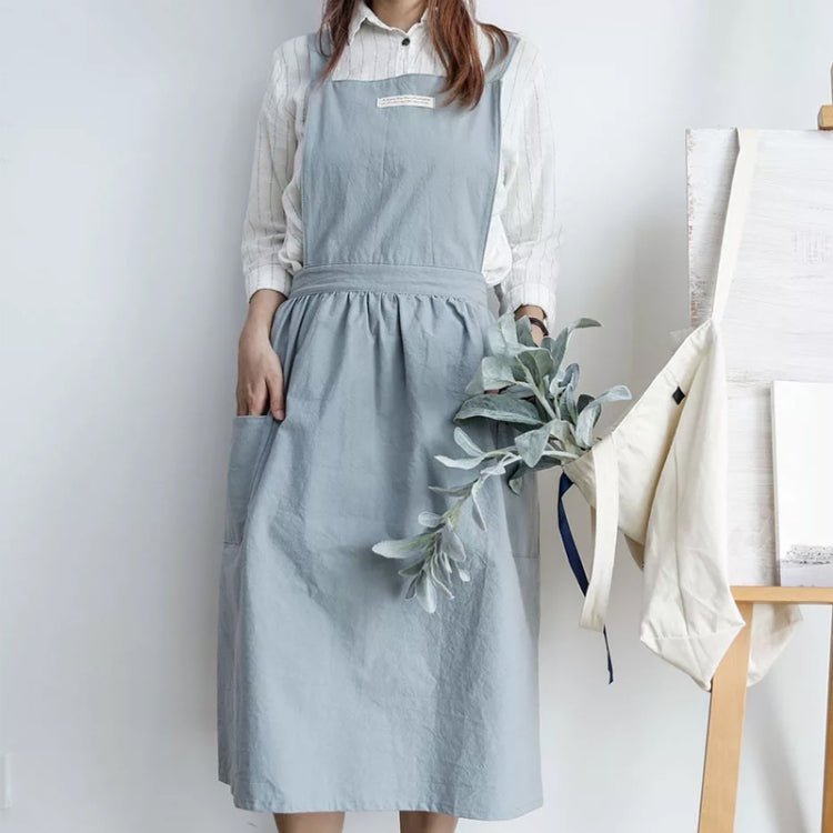 Cotton Simple Home Woman Apron(Light Blue)