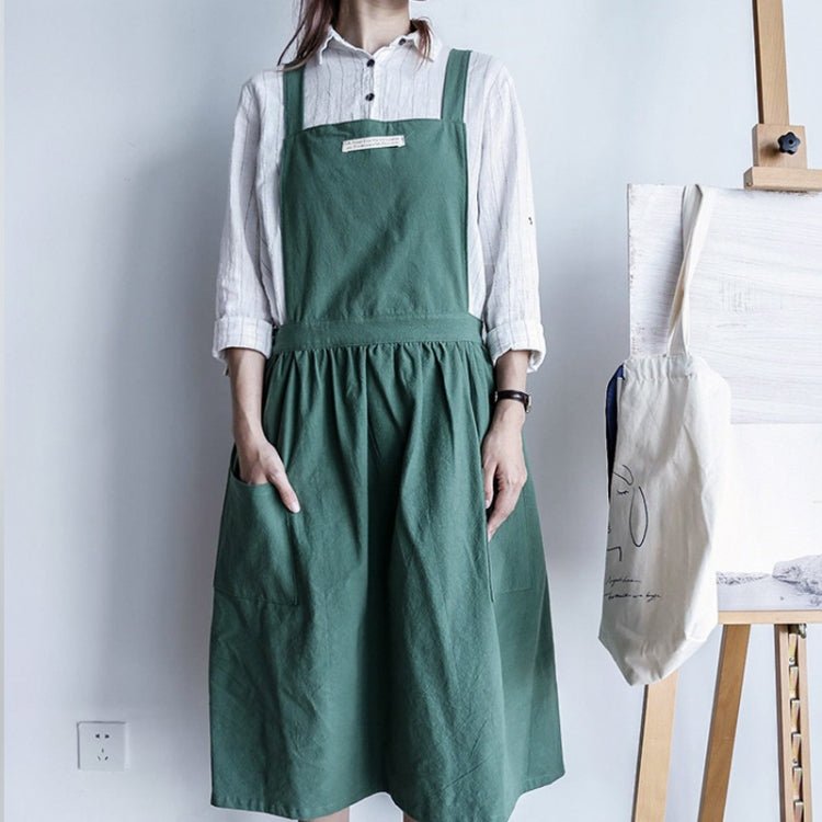 Cotton Simple Home Woman Apron(Grass Green)